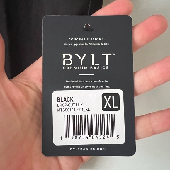 NWT BYLT Drop Cut Lux T-Shirt Black Men's Size XL - Picture 5 of 10